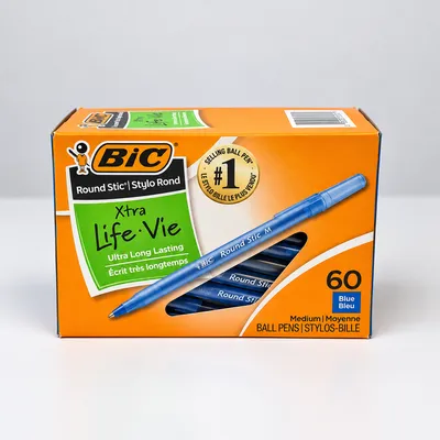 BIC Round Stic Ballpoint Pens, Blue Ink — Pack of 60